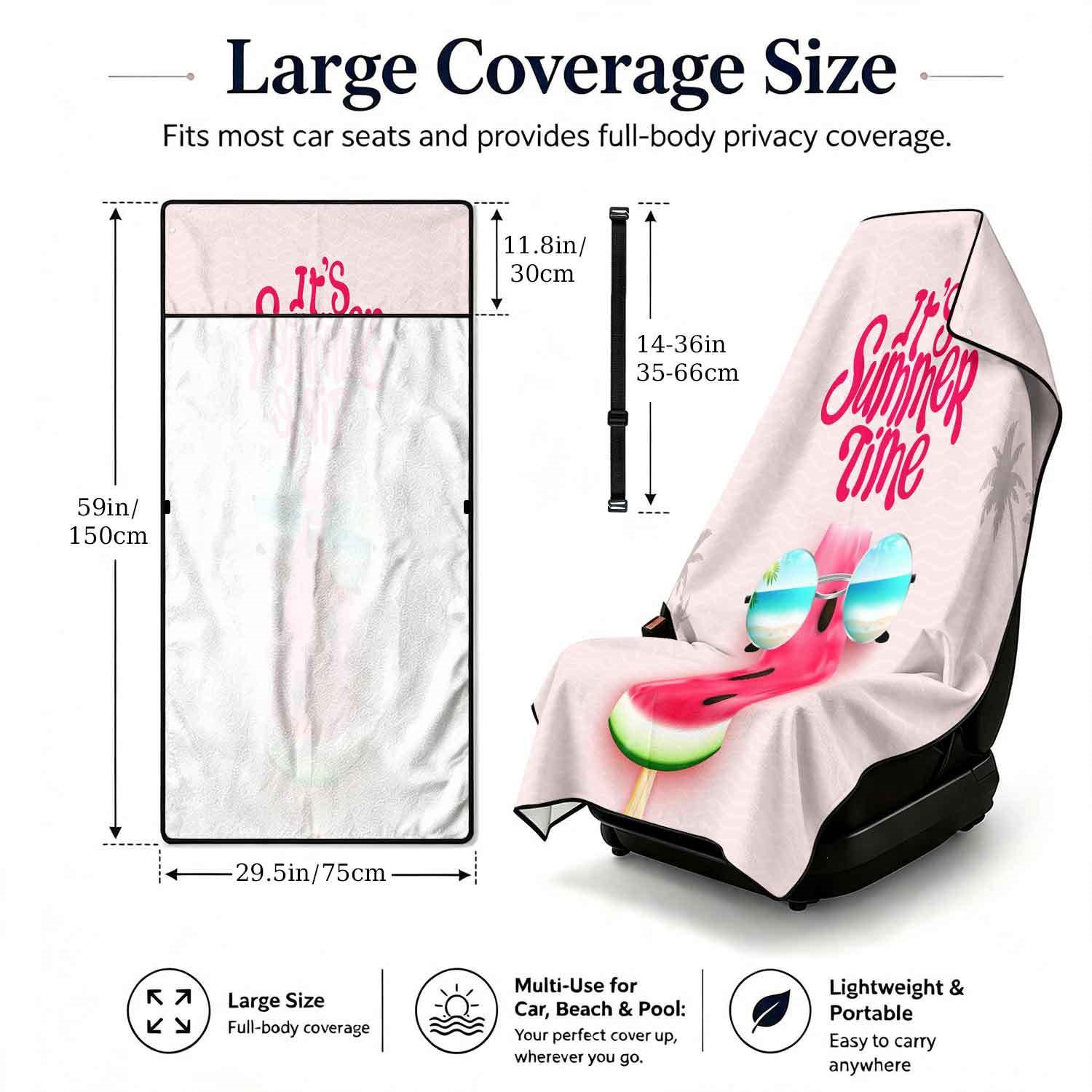 Summer bath towel and car seat cover 2-in-1, ultra-fine fiber outdoor beach and car dual-use universal seat cushion