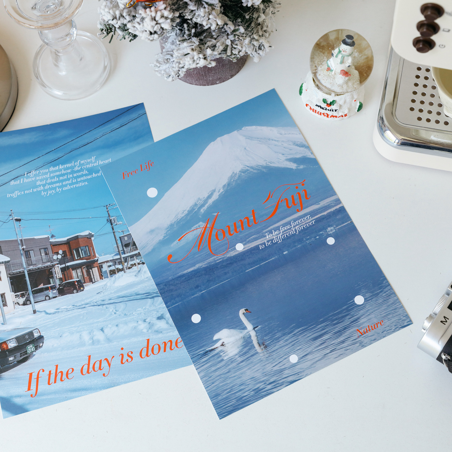 雪的浪漫海报墙冬季风海报竖版大张拍照艺术感墙上装饰贴画