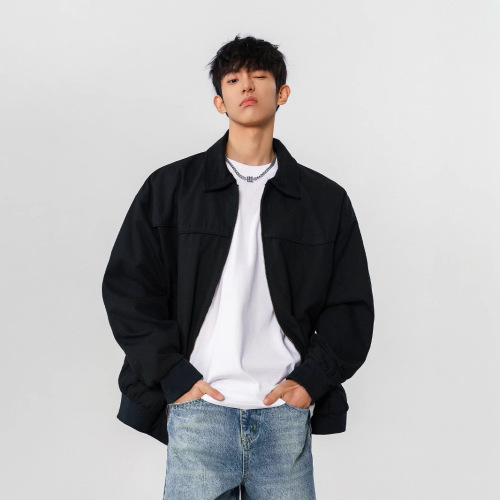 Retro Wine Red Detroit Jacket for Men, American Streetwear Trendy Brand, Cool and Casual, Harrington Collar Outerwear