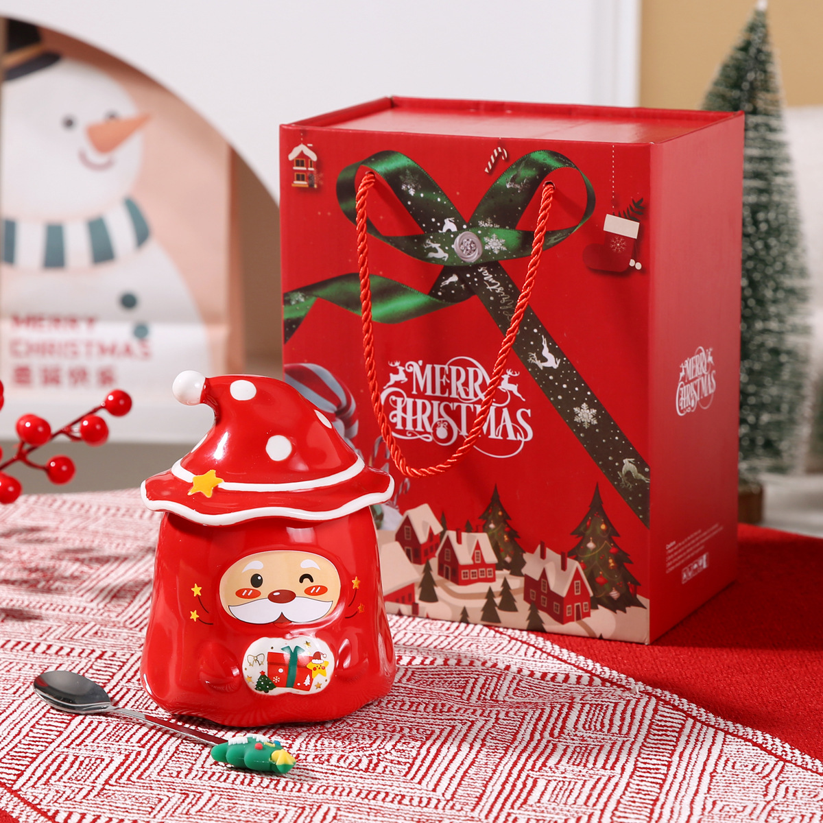 Tazas de cerámica de Papá Noel transfronterizas de dibujos animados tazas creativas de pareja tazas de agua tazas de regalo de Navidad