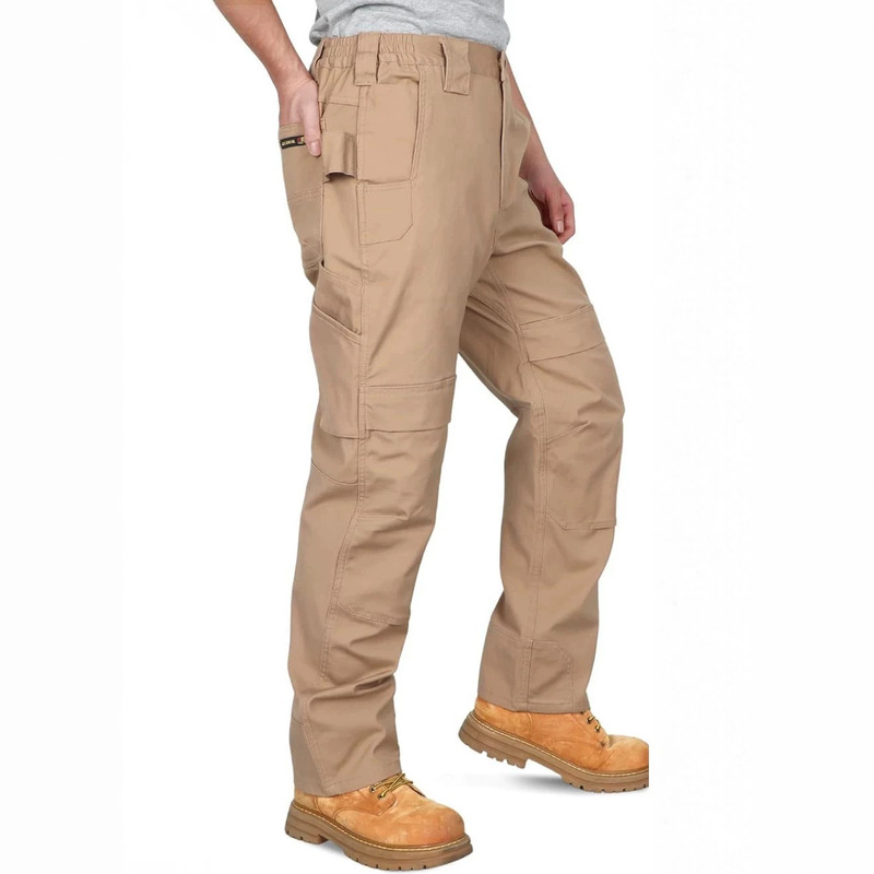 Men's Pants with Stretch Canvas Knee Pads, Flame-Retardant, Practical, Re-Injected Work Carpenter Jeans, Loose Fit