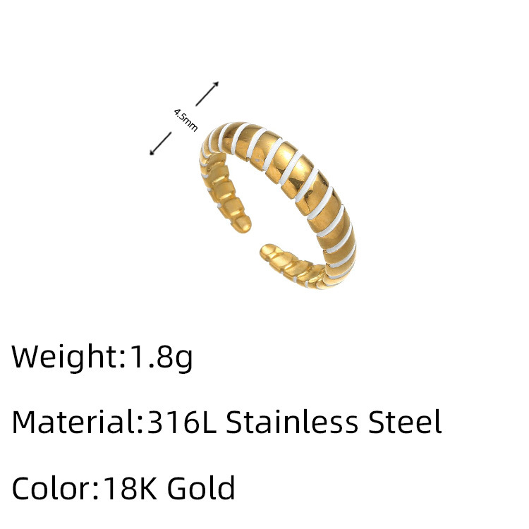 1g Weight 18K Gold Plated Plating Material Open Rings Classification Adjustable Ring Size 1 Piece Quantity Casual, Daily Occasion 316L Stainless Steel Material Geometric Pattern Women's Gender French Style Style Waterproof Non Tarnish, Surgical Steel, Enamel, Plating Craft Gold, Silver Color 1 Piece Geometric 18K Gold Plated 316L Stainless Steel  Gold Silver French Style Open Rings For Women's 8