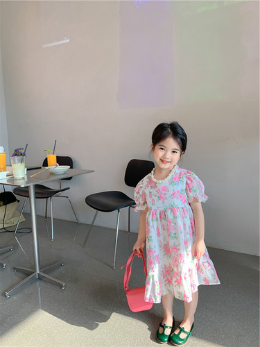 Children's flower dress summer style girls sweet lace skirt children's skirt 3-8 years old children's clothing one piece drop shipping