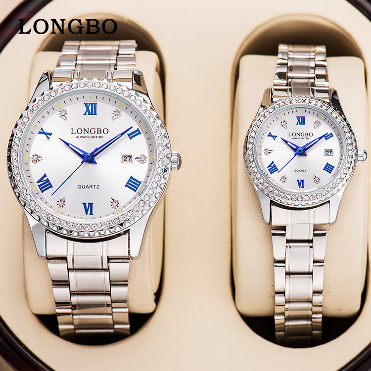 Longbo Brand Watch cross-border special diamond-embedded business waterproof men's watch foreign trade wholesale simple couple watch