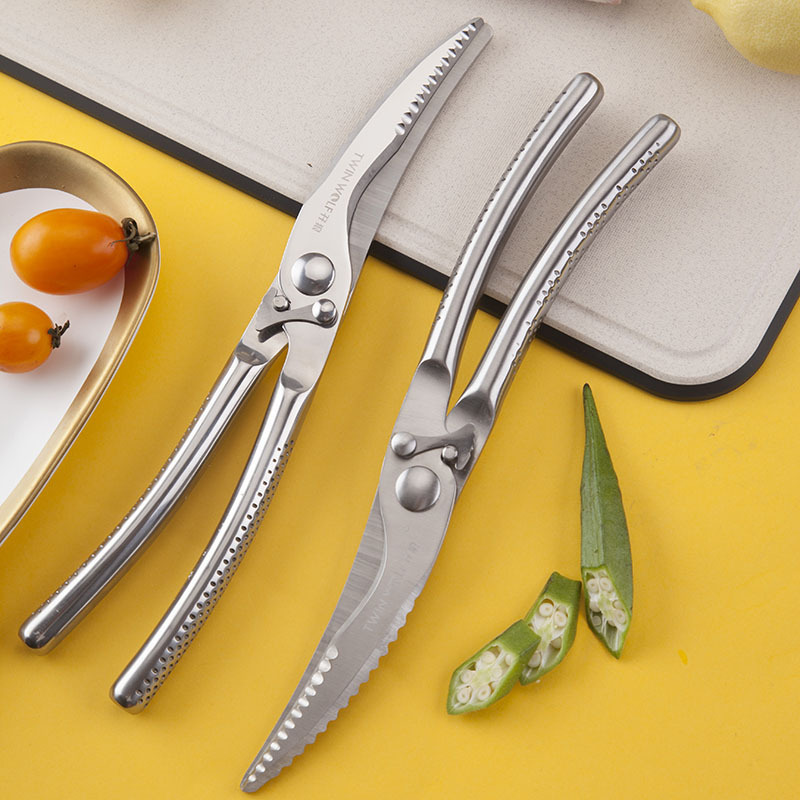 All Steel Solid Handle Chicken Bone Scissors Elbow Scissors Kitchen Utensils Food Vegetable Scissors Multi-purpose Powerful Scissors