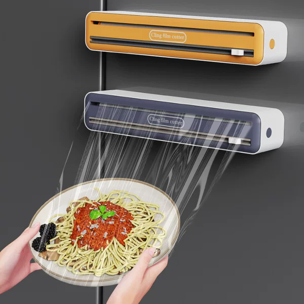 Extra Large Double Sliding Knife Cling Film Cutter Home Kitchen Adjustable Baking Paper Tin Foil Cutter Storage Box