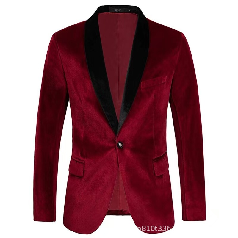 Autumn and Winter Golden Velvet Suit Jacket high quality Slim-fit Suit Jacket Fashion Casual Men's Groom Singer