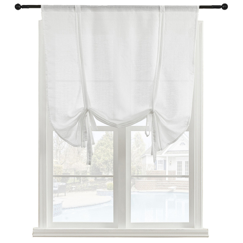 Thickened Jute Yarn Cross-Border E-Commerce Style Nordic Modern Roman Short Curtain Jute Window Screen Amazon Best-Selling Product Solid Color