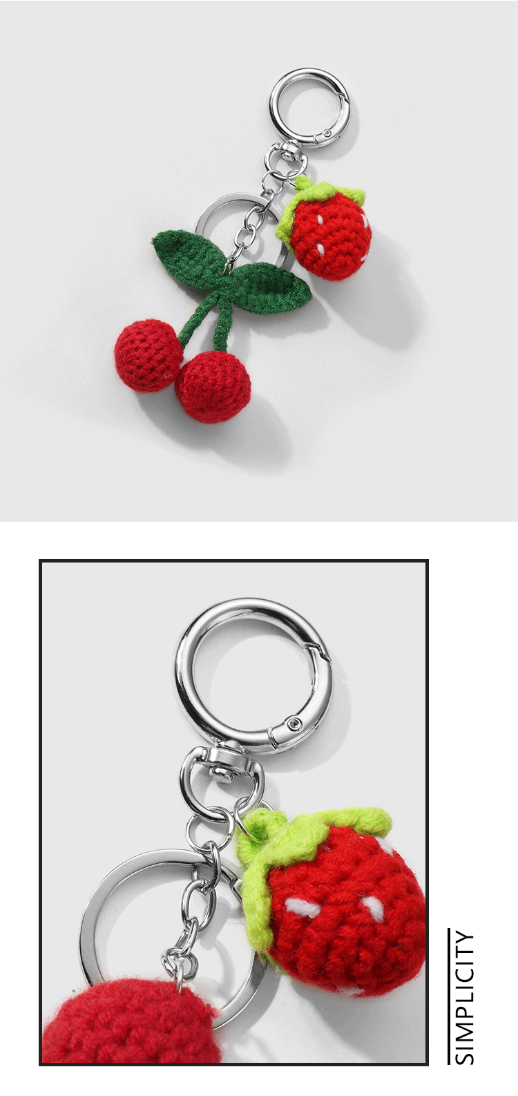 9g Weight Keychain Classification Cute Cherry Fruit Heart Shape Alloy Yarn Women's Keychain