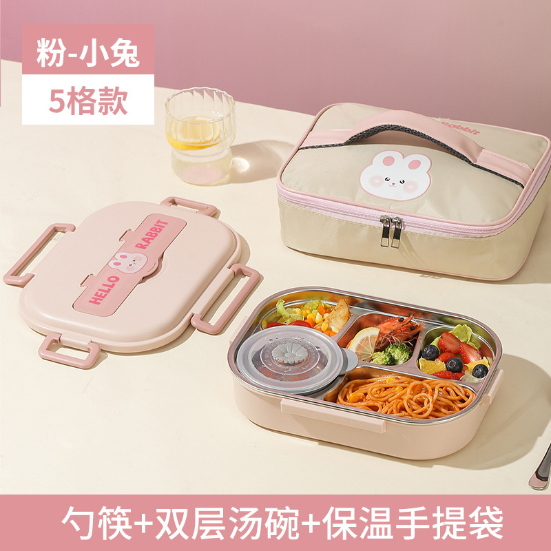 304 de acero inoxidable compartimiento aislado caja de almuerzo estudiante separado sellado caja de almuerzo con tapa caja de almuerzo cuatro rejilla cinco rejilla