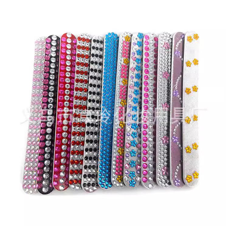 Comercio exterior lima de uñas de diamante único con diamante/pegado lima de uñas de diamante tira de acrílico de alta calidad fabricante de tiras de molienda