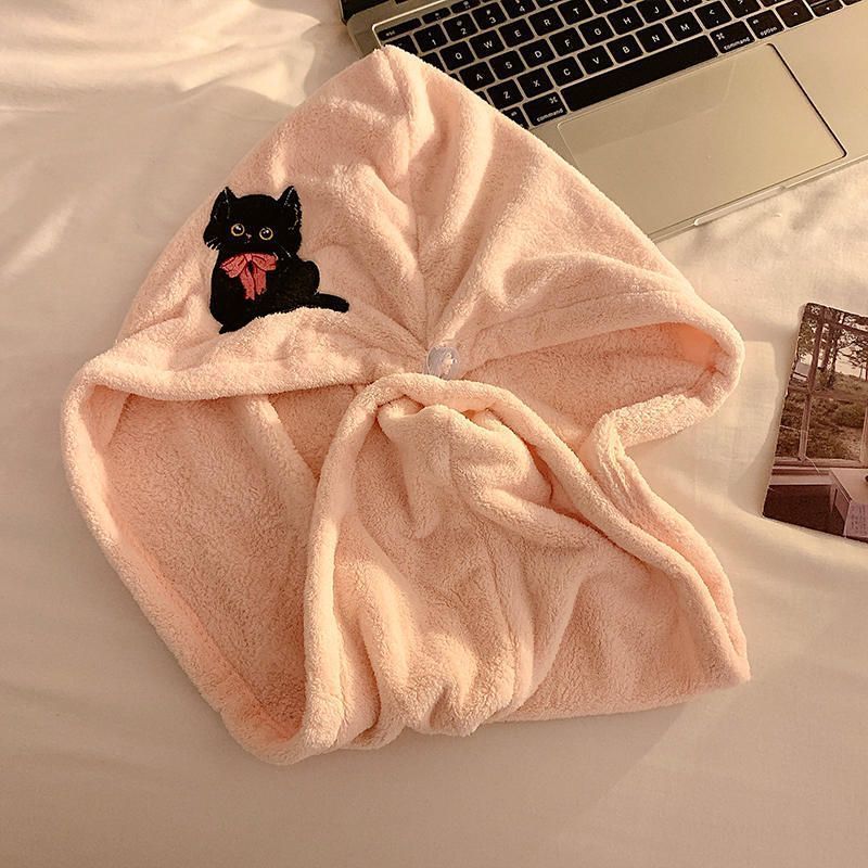 Gorro de ducha gato para mujer toalla de secado rápido para pelo_voghion.com