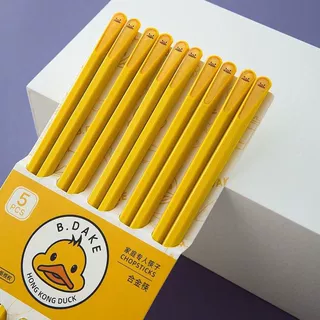 小黄鸭日式合金筷子防滑防霉耐高温一家人用家庭筷筷子可爱