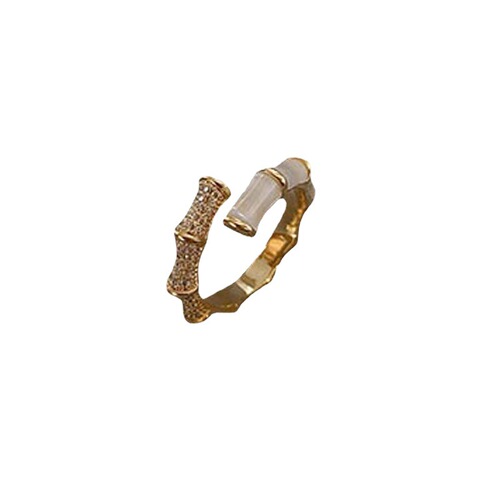Backgammon Bamboo Ring Women's Fashion Personality Niche Design High-end Zircon Open Ring Korean Version Internet Celebrity Ring