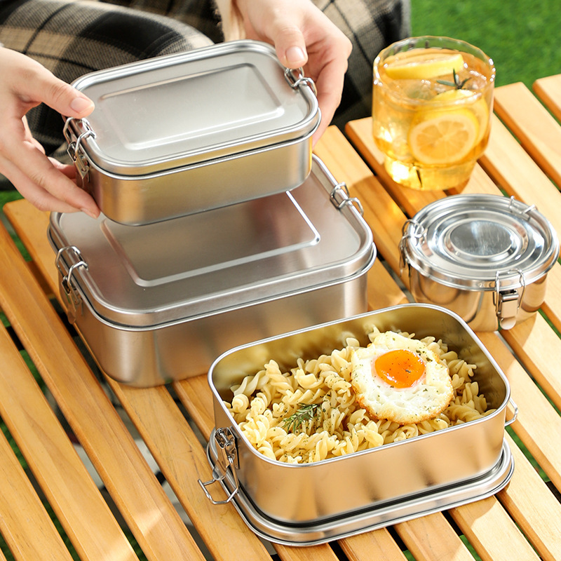 304ステンレス製の弁当箱屋外のピクニック弁当箱のタッパー家庭用仕切り密封された多格ランチボックスの食器|undefined