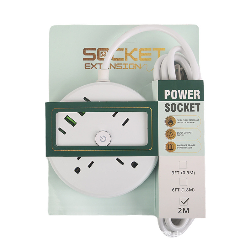 2USB + 2Type-c redondo 3 - bit 9 - hole con protección contra sobrecarga América del Sur 6FT México 110V