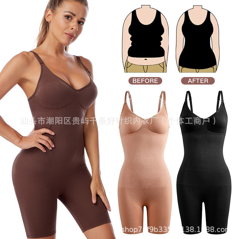 Cross-border women's plus-size slimming waist-cinching tummy-control one-piece shapewear for postpartum recovery, breast support, and body shaping