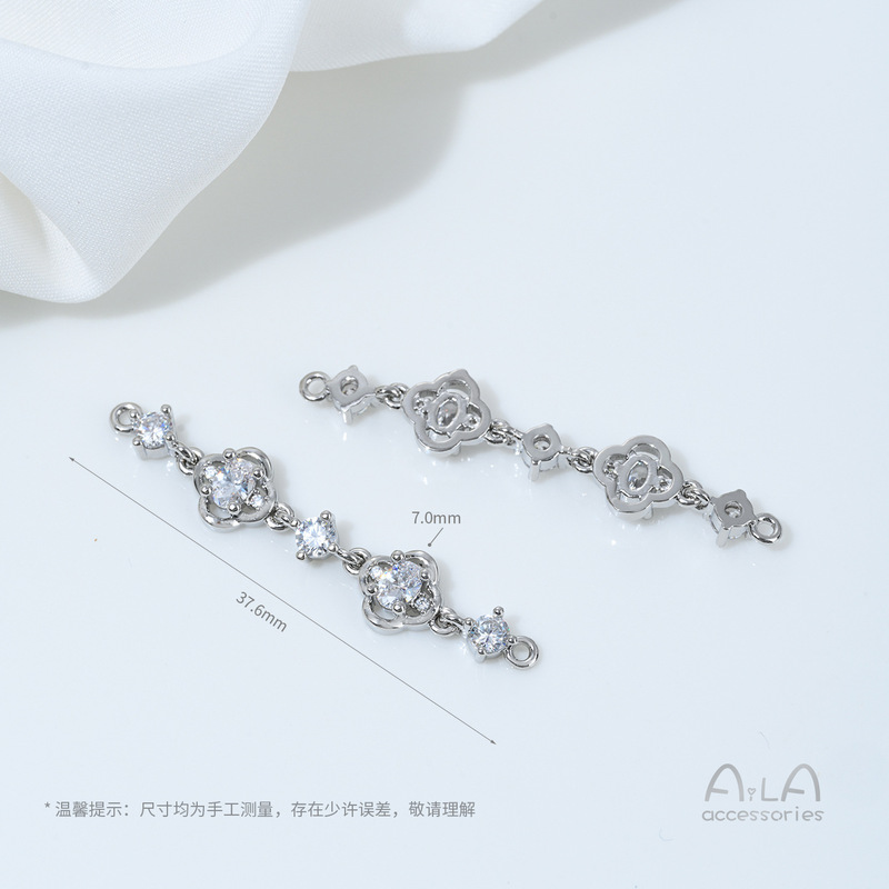 14K包金镶锆石蝴蝶葫芦樱花吊坠双吊手工diy珍珠手链项链吊饰配件|undefined