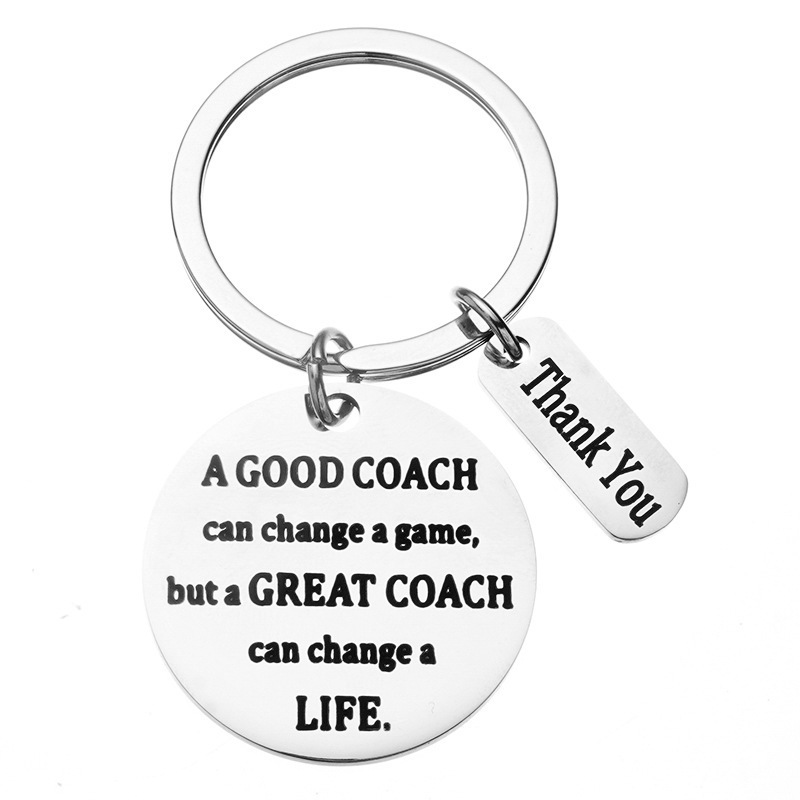 European and American stainless steel keychain A GOOD Thank coach Thank you gift lettering corrosion dripping oil in stock
