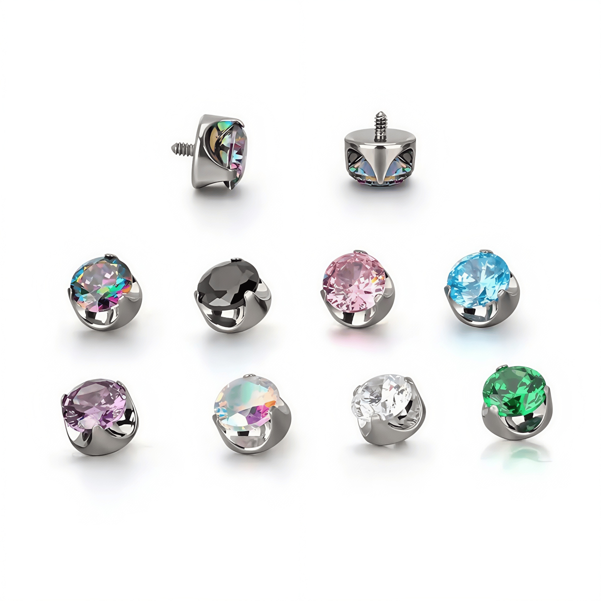 F136 Titanium 5A Zircon Ear Nail Lip Nail Piercing Jewelry - Three Claw Inlaid Design detail image 8