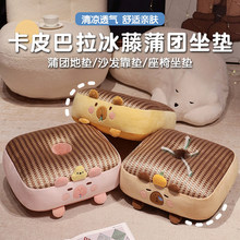 夏季清凉卡皮巴拉冰藤席坐垫办公室久坐屁垫沙发垫学生教室宿舍垫