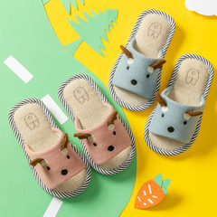 Children's Linen Slippers Spring and Autumn Cute Girls and Boys Home Indoor Kids Baby Slippers Cotton Non-slip Soft Sole Summer