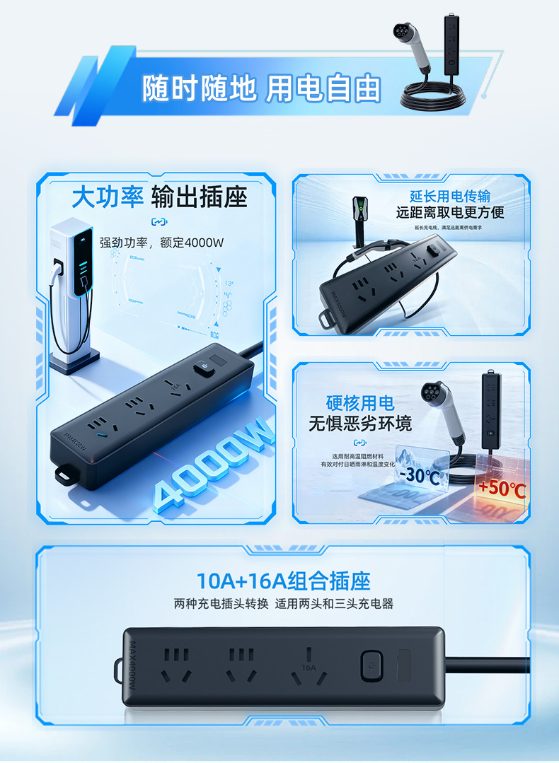 New Energy National Standard Gb Charging Station Power Extractor 220V Ac Charging Gun Power Adapter Electric Motorcycle Conversion Head