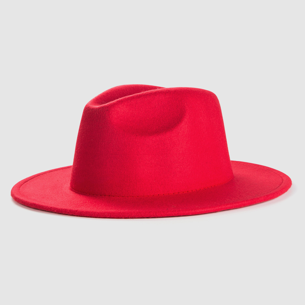 Exclusif Pour Croix-frontière Britannique Rétro Chapeaux De Laine Chapeau Hommes Et Femmes Monochrome Lumière Conseil Feutre Cap Simple Big Brim Fedora Chapeau Marée display picture 9