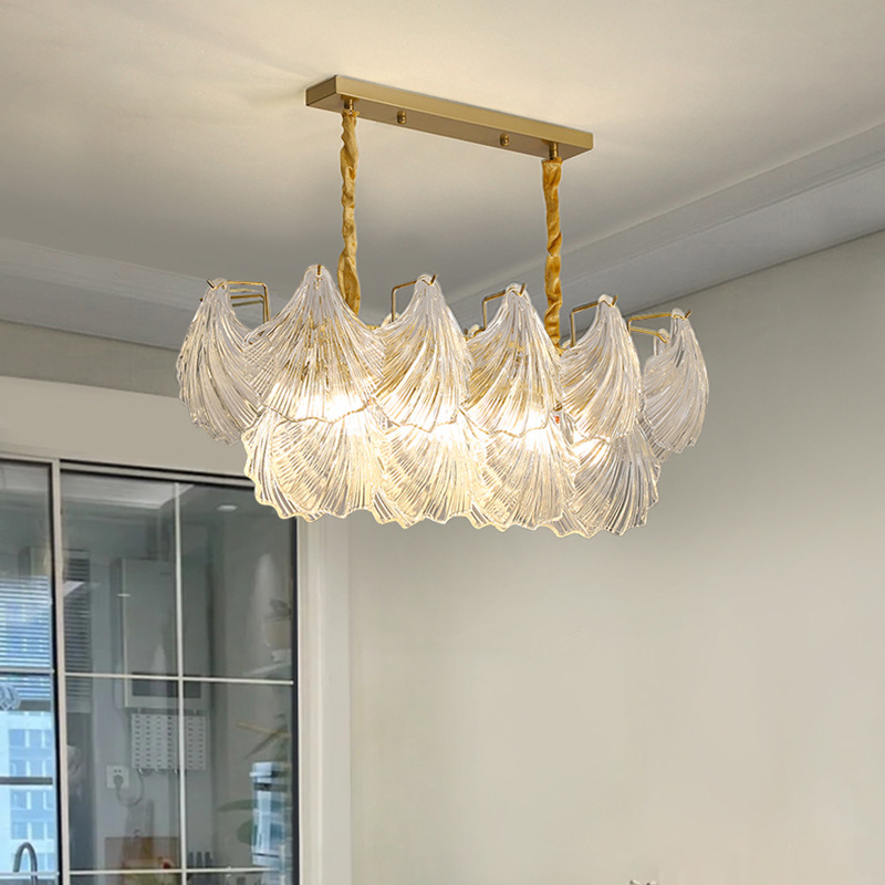 Lámpara de lámpara simple conchas de cristal principal lámpara de comedor moderna después de la sala de estar moderna lujosa atmósfera creativa de lámpara de cristal