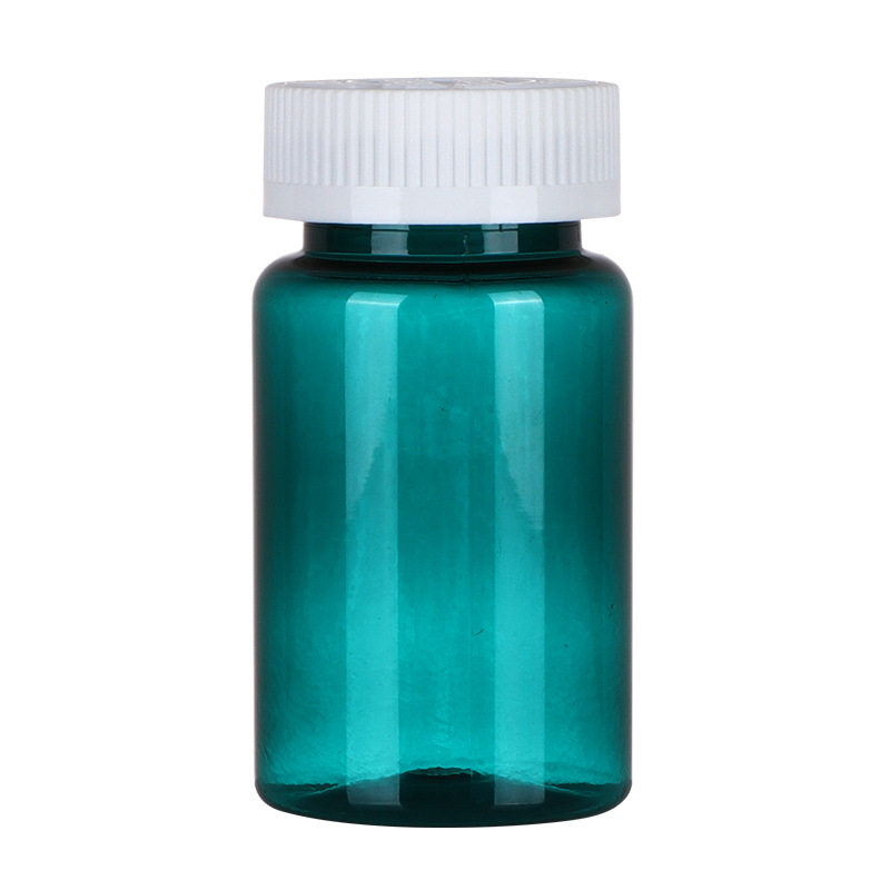 100ml botella verde oscuro botella de productos de salud de alta calidad botella de plástico botella redonda botella de polvo de cordyceps