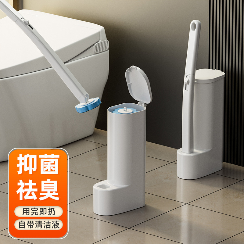 大容量使い捨てトイレブラシ家庭用トイレトイレブラシセット清潔長柄死角のない柔らかい毛|undefined