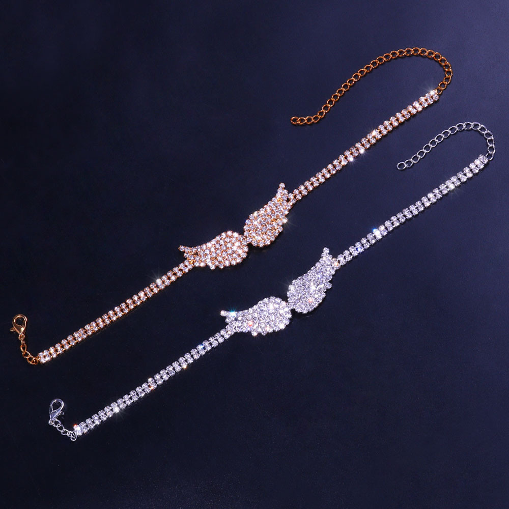 Tendencia de la moda rhinestone tobillera europea y americana de alto sentido alas de Ángel de múltiples capas tobillera accesorios de verano tobillera