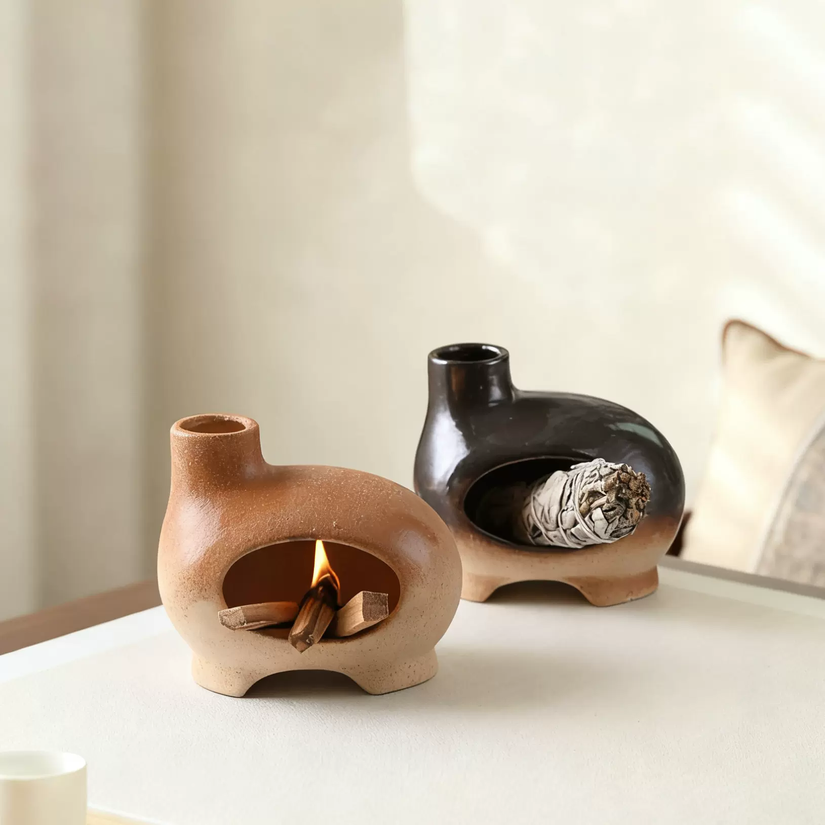 秘鲁圣木palo santo holder鼠尾草燃烧托盘支架陶瓷线香插香薰炉