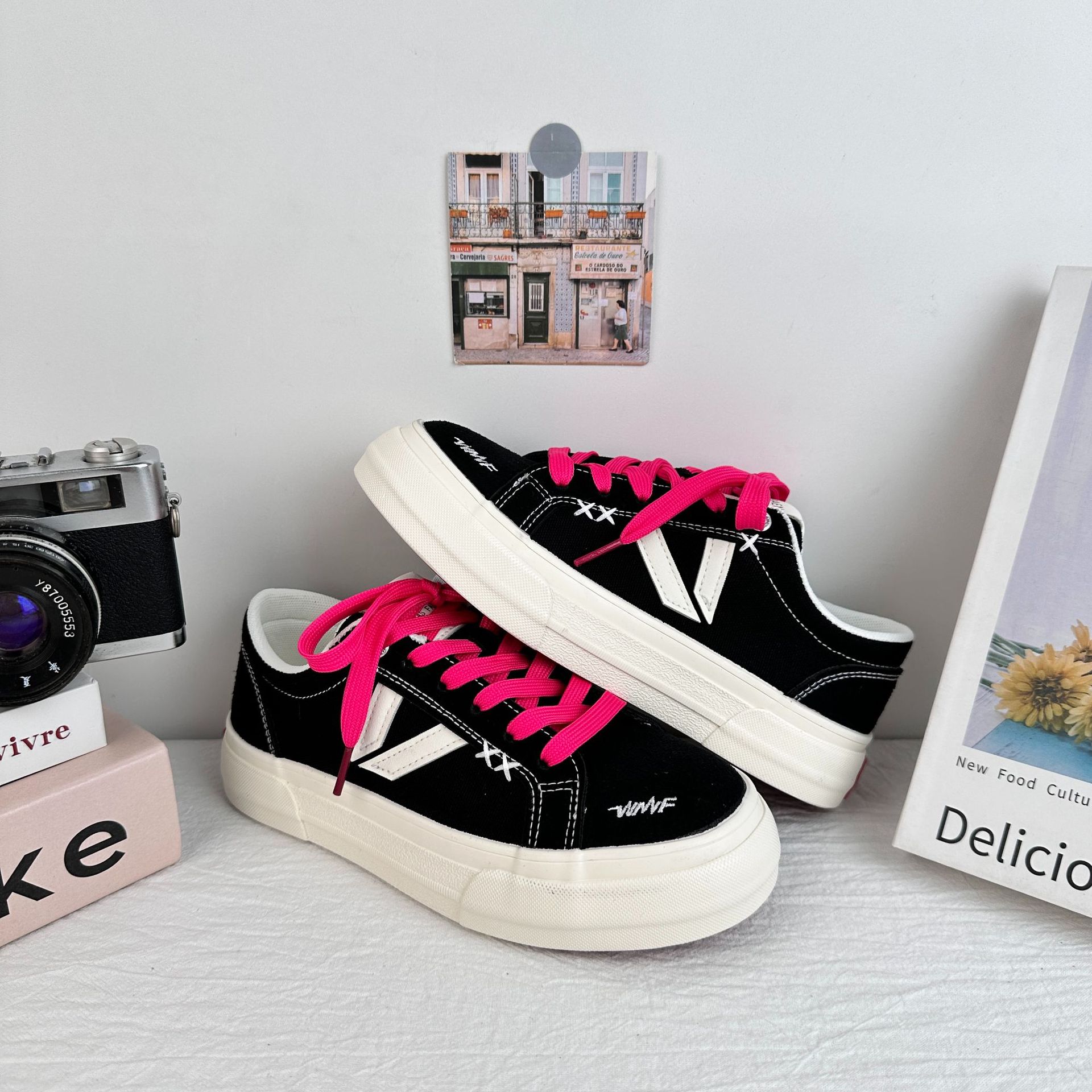 6668 Zapatos de moda de nicho, diseño de cordones de pato mandarín, zapatos de lona retro de todo fósforo, zapatos de moda callejera para hombres y mujeres de todo fósforo, zapatillas de deporte