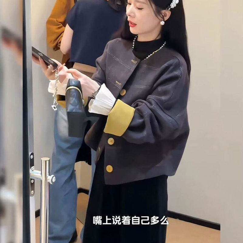 小个子韩系复古格子短款外套2025秋冬新款早秋夹克小香风上衣女装|undefined