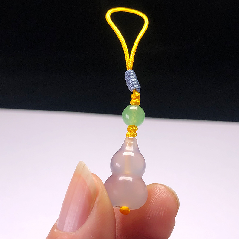 天然玛瑙葫芦小提溜 可调节玉髓福袋茶壶挂绳壶盖防丢绳钥匙挂饰