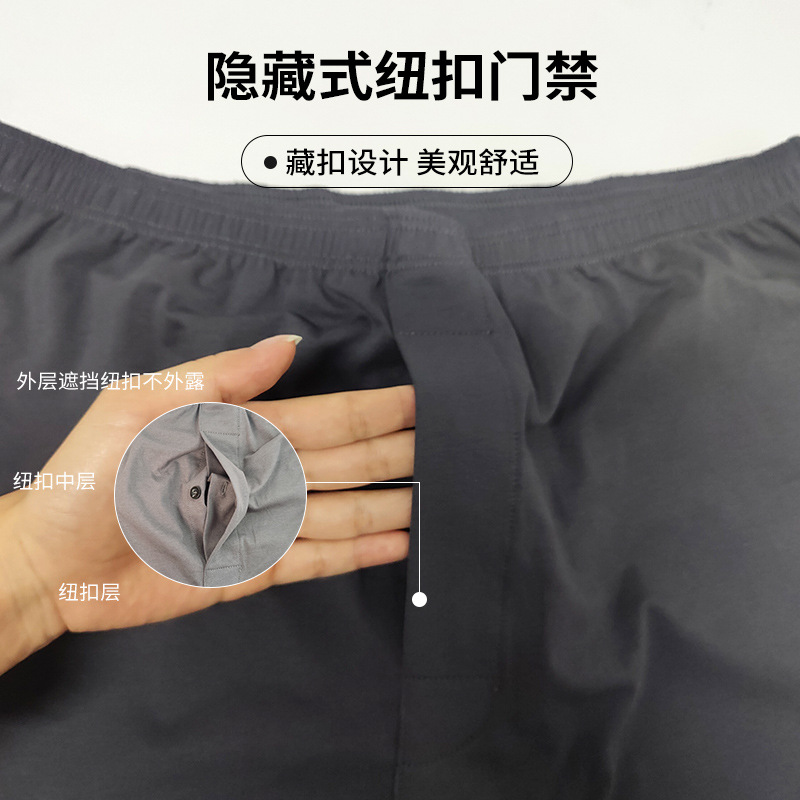 Calzoncillos bóxer deportivos para hombre con botones frontales, ropa interior holgada, calzoncillos de algodón puro de talla grande con entrepierna abierta, calzoncillos bóxer de cuatro esquinas.