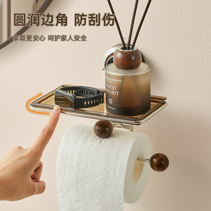 Ventosa de estilo antiguo, caja de papel higiénico para baño, soporte de rollo de papel para inodoro, soporte de pared de acero inoxidable sin punzonado y papel