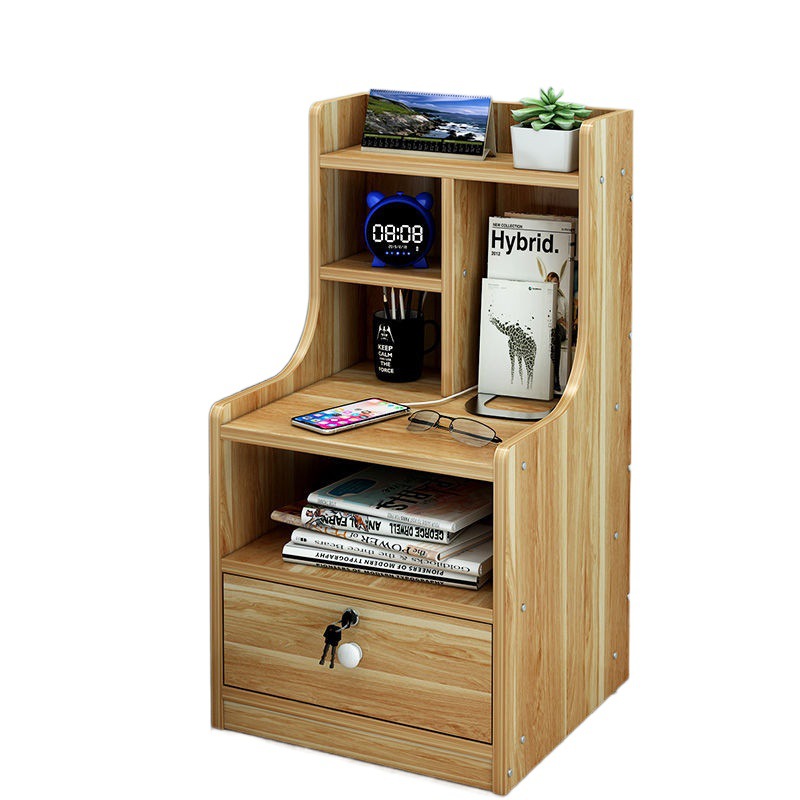 Mesita de noche de gran capacidad, simple, simple, multifuncional, armario de almacenamiento de dormitorio, estante simple, armario de almacenamiento