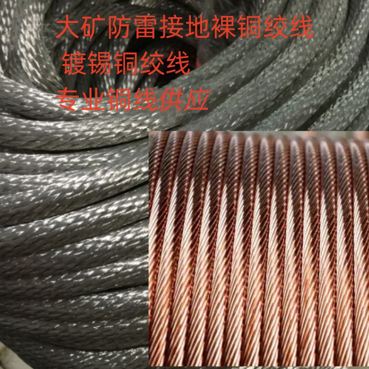 镀锡铜绞线100-120-150-185导电接地T2-TU2裸铜绞线紫铜单丝定轴