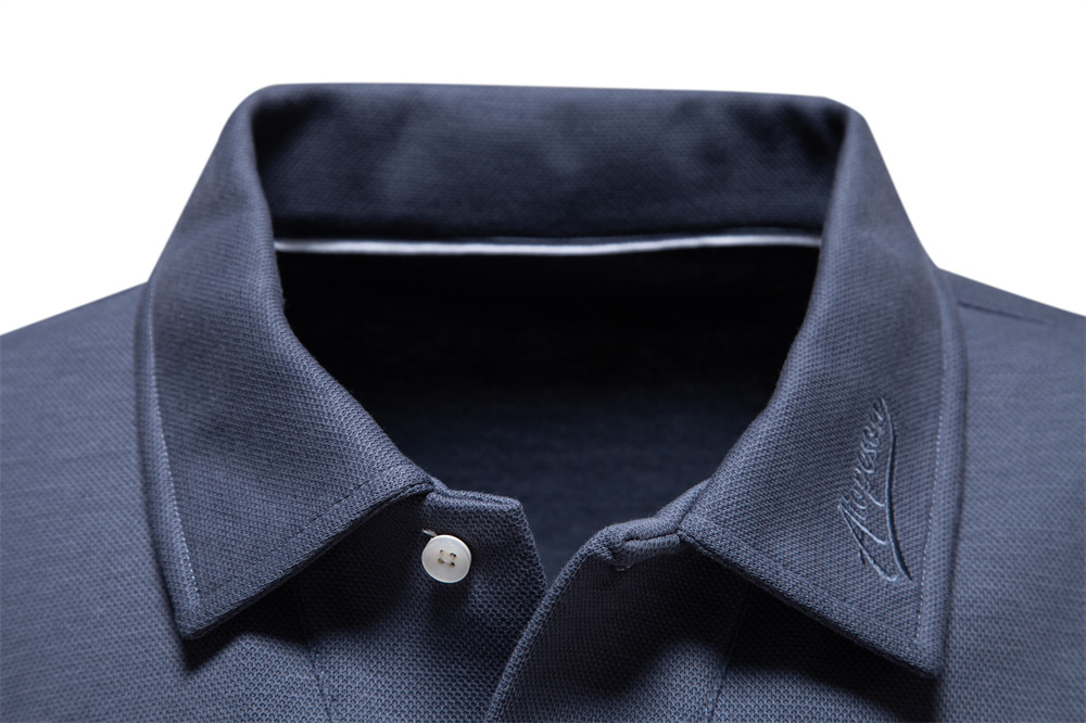 2023 Autumn Winter New European Men's Long Sleeve Polo Shirt Men's Casual Solid Color Top Lapel Versatile Polo Shirt Tees_voghion.com