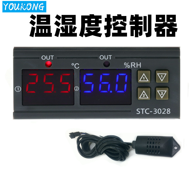 Stc-3028 Intelligent Digital Display Temperature and Humidity Controller Breeding Incubation Temperature Humidity Meter Humidity Meter Thermostat