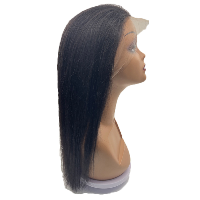 Factory Wholesale Straight Frontal Lace Wig Real Human Hair Smooth Hair Women's Front Lace Wig Cross-Border