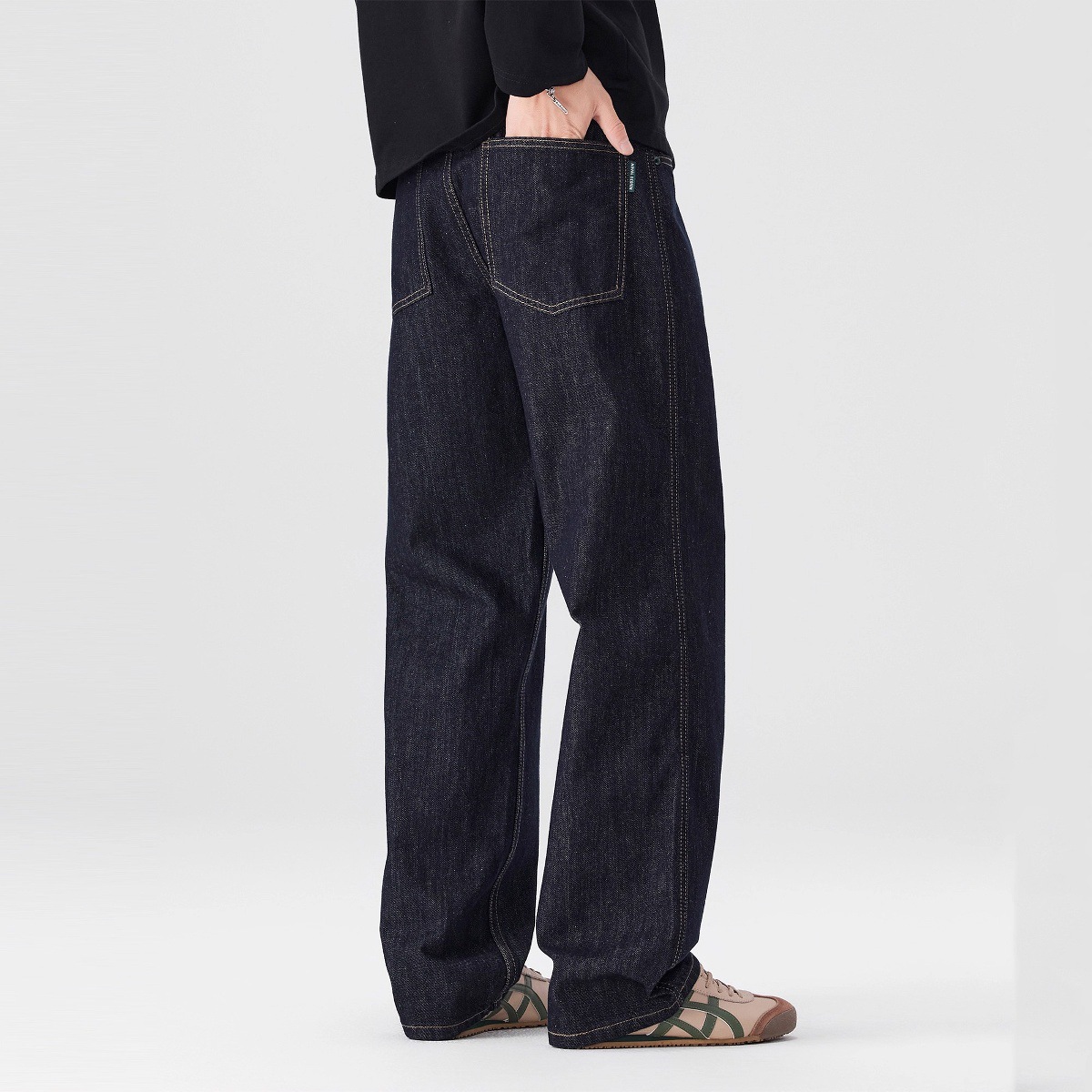 Lyocell Original Color Denim Jeans for Men, Straight Loose Fit, 2026 New Style, Tencel Washed Cleanfit Wide-Leg Pants