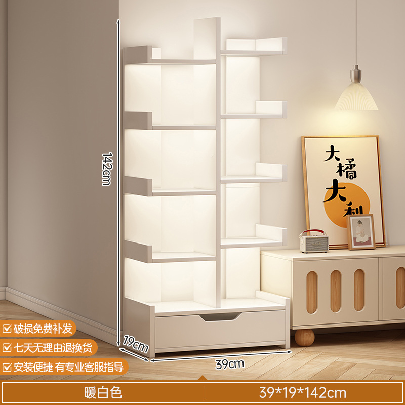 Estante de libro de piso integrado contra la pared esquina simple sala de estar de almacenamiento doméstico de estudiantes armario de pared librería