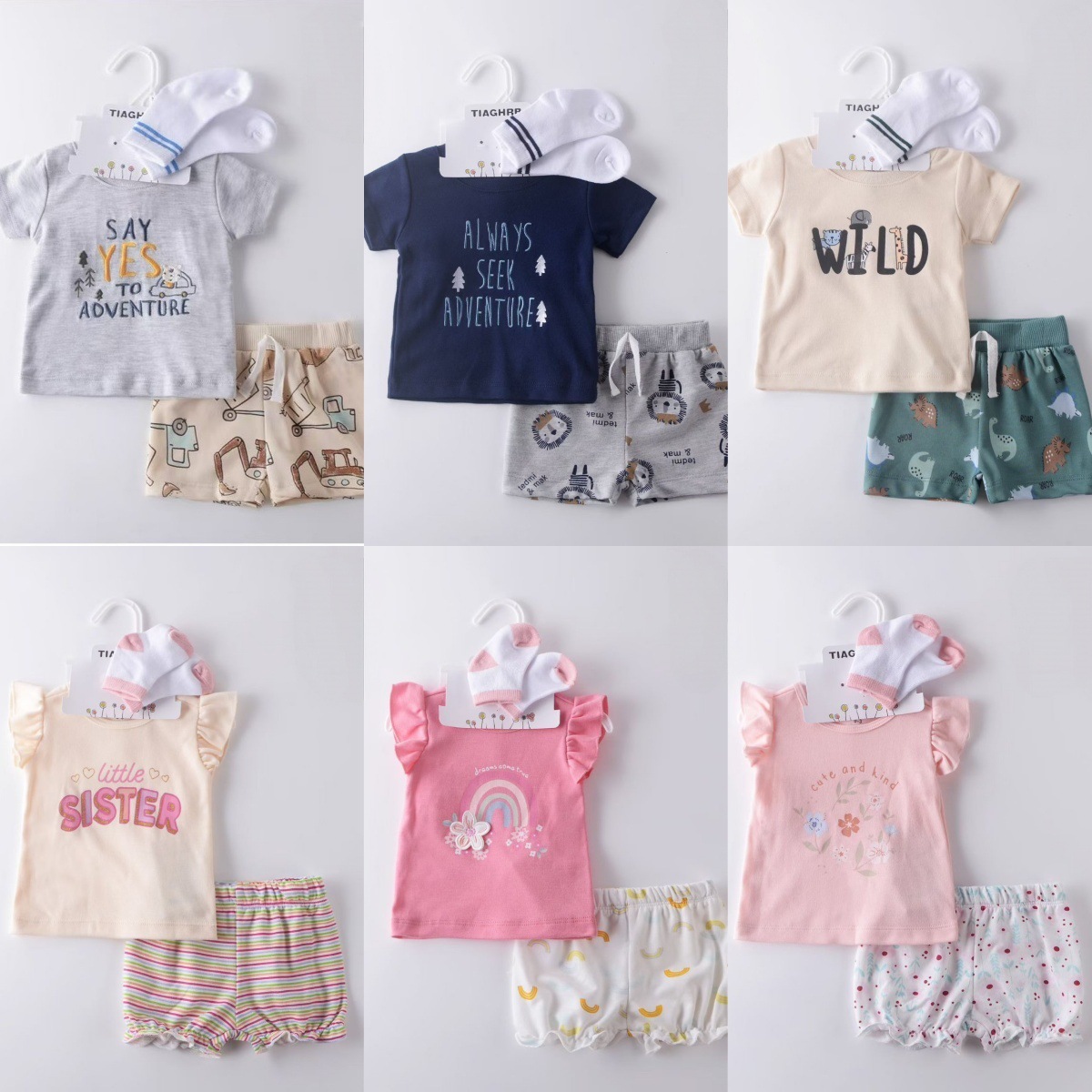 Conjunto de Ropa de Manga Corta para Bebé de 3 Piezas de Algodón Suave para Recién Nacidos