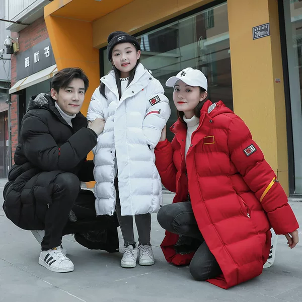 Chinese Team Sports Cotton Coat Men's Long Over-the-knee Down Cotton-padded Clothes Women's Winter Sports Institute Coat Training Plus Velvet Coat