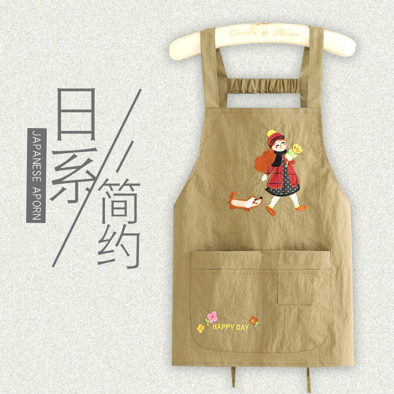 洋气韩版围裙家用厨房做饭卡通围腰女2025新款餐饮工作服印字成人