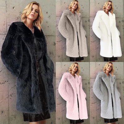 Autumn and winter female Faux Fur long suit collar coat coat artificial fur imitation fur long coat
