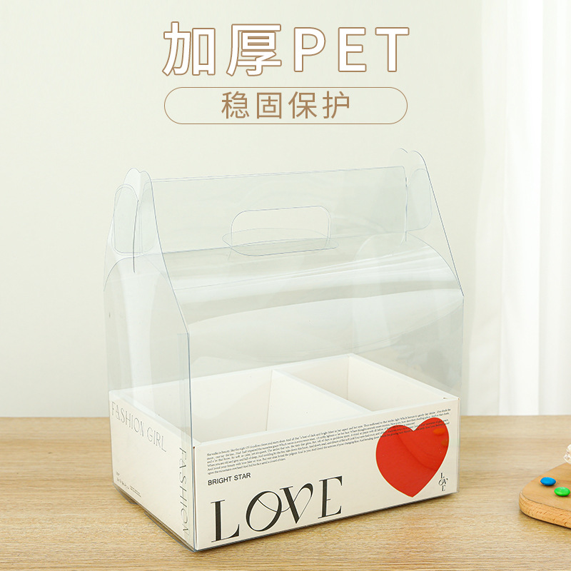 520 caja de postre de flores caja de regalo de confesión de pareja caja de embalaje de pastel portátil transparente caja de flores de regalo Qixi